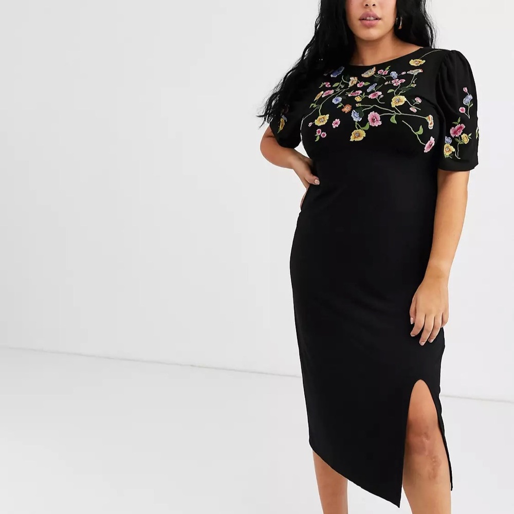 ASOS DESIGN Curve embroidered midi dress